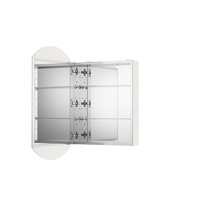 20 in. ×32 in. Copper-Free Tri-Views Bathroom Medicine Cabinet with Beveled Edge Mirrored Door, Recessed/Surface Mount