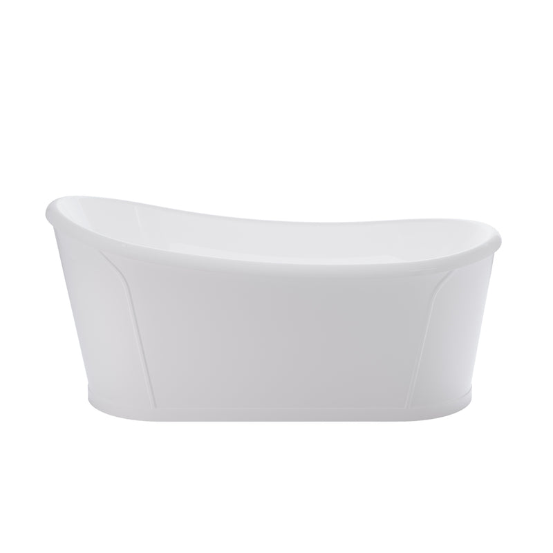 66 White Acrylic Freestanding Bathtub with Integrated Slotted Overflow