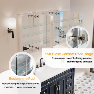 40 in. ×30 in. Copper-Free Tri-Views Mirror Medicine Cabinet with Adjustable Shelves and Dual Swing Doors
