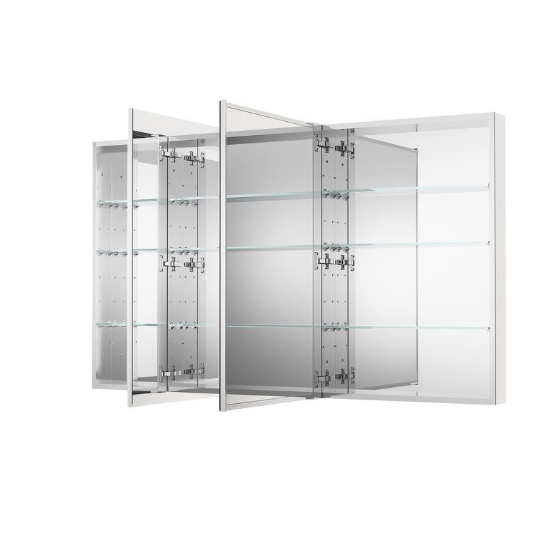 60 in. ×36 in. Copper-Free Tri-Views Mirror Medicine Cabinet with Adjustable Shelves and 3 Doors