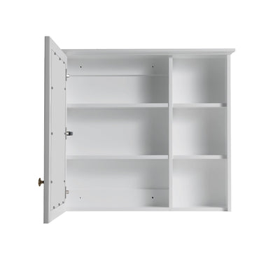 34-in x 30-in Solid Wood Framed Medicine Cabinet with Four Shelvs Titanium Grey