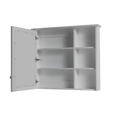 34-in x 30-in Solid Wood Framed Medicine Cabinet with Four Shelvs Titanium Grey