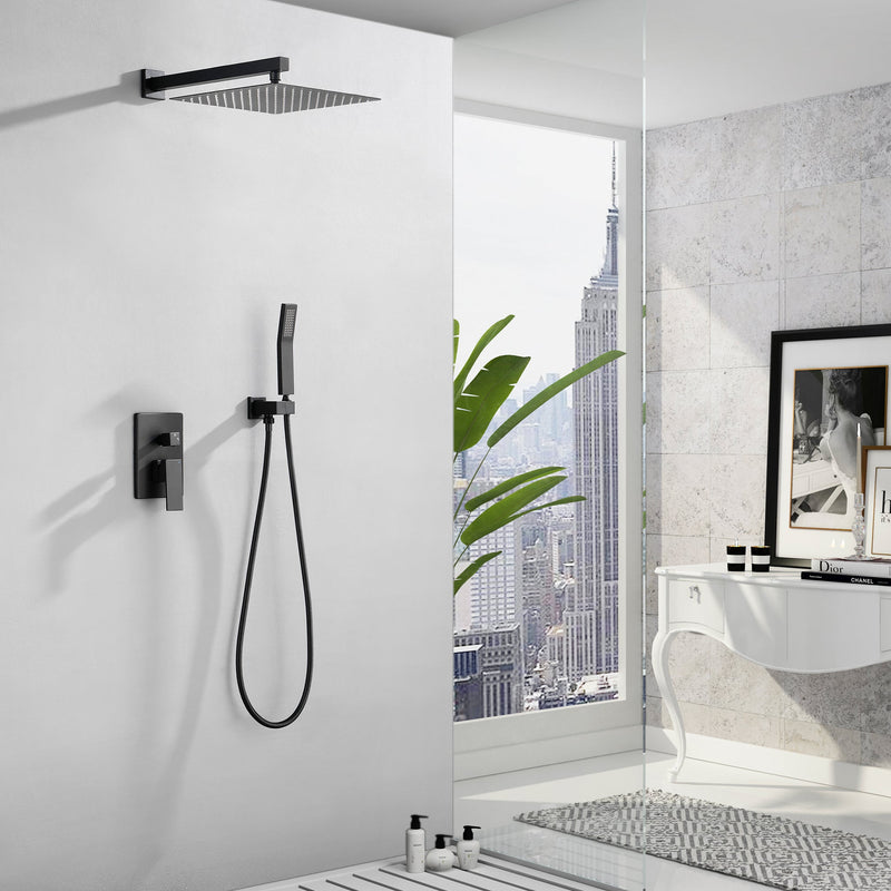 10-in Rain Shower Head Wall Mount Dual Head Waterfall Built-In Shower System