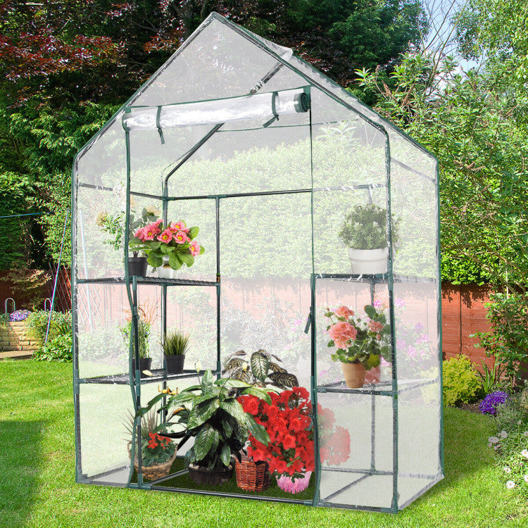 plastic outdoor shelves for plants Portable Outdoor 4 Shelves Greenhouse – Forclover
