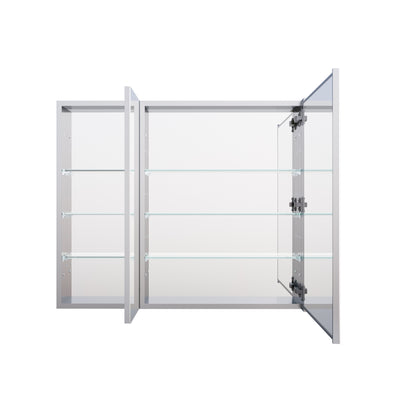 36 in. x30 in. Copper-Free Tri-Views Mirror Medicine Cabinet with Adjustable Shelves and and Dual Swing Doors