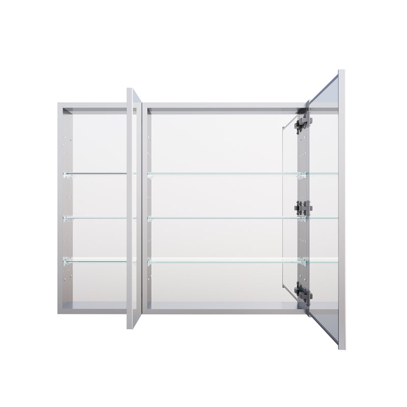 36 in. x30 in. Copper-Free Tri-Views Mirror Medicine Cabinet with Adjustable Shelves and and Dual Swing Doors