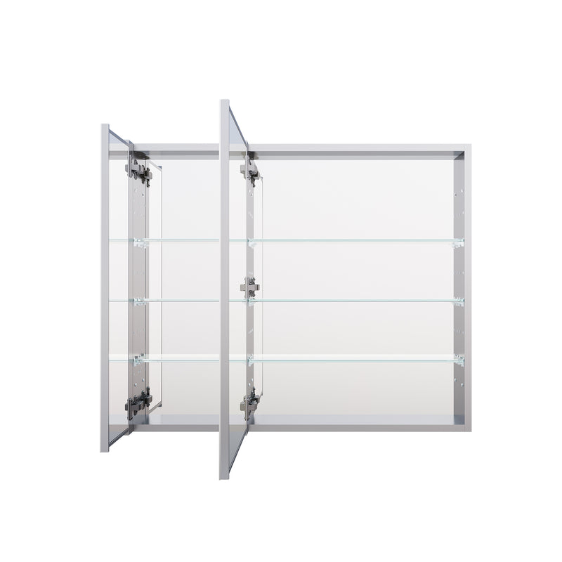 36 in. x30 in. Copper-Free Tri-Views Mirror Medicine Cabinet with Adjustable Shelves and and Dual Swing Doors
