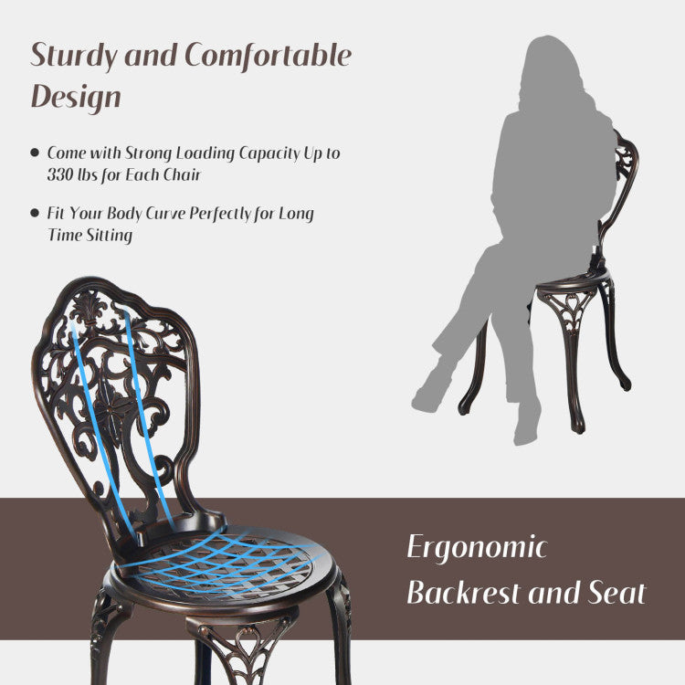 3-Piece All-Weather Cast Aluminum Patio Bistro Set
