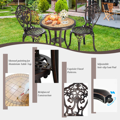 3-Piece All-Weather Cast Aluminum Patio Bistro Set