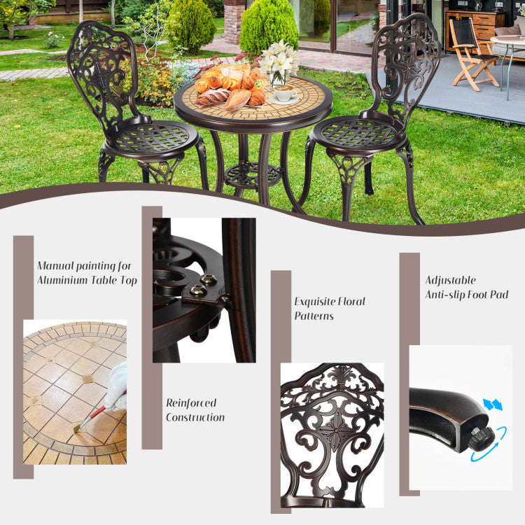 3-Piece All-Weather Cast Aluminum Patio Bistro Set