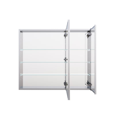36 in. x30 in. Copper-Free Tri-Views Mirror Medicine Cabinet with Adjustable Shelves and and Dual Swing Doors