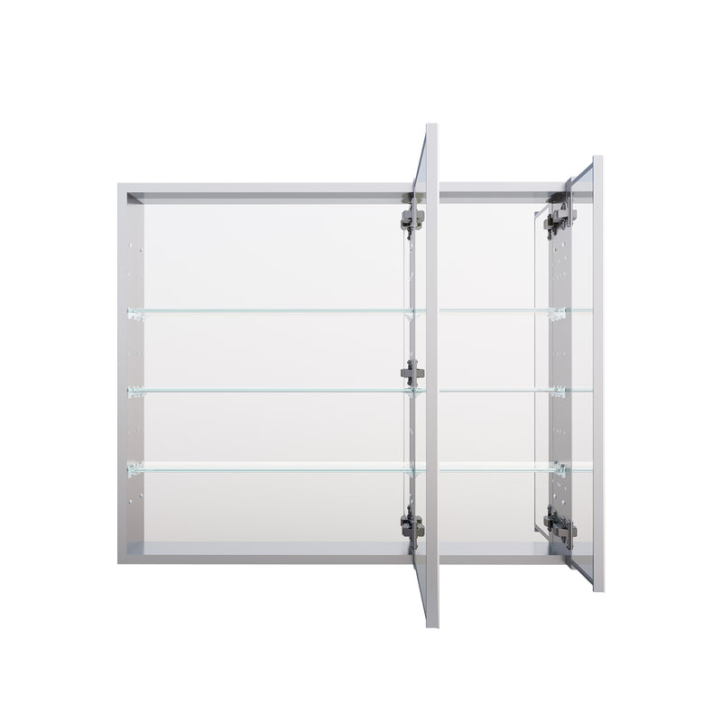 36 in. x30 in. Copper-Free Tri-Views Mirror Medicine Cabinet with Adjustable Shelves and and Dual Swing Doors