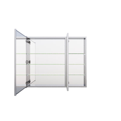 36 in. x30 in. Copper-Free Tri-Views Mirror Medicine Cabinet with Adjustable Shelves and and Dual Swing Doors