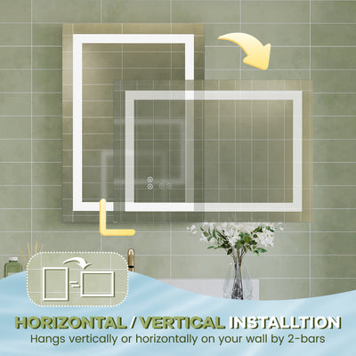 20 in. W x 28 in. H Frameless Rectangular LED Light Bathroom Mirror
