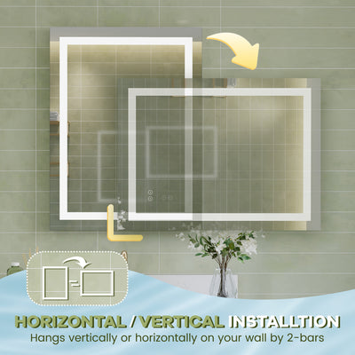 24 in. W x 32 in. H Frameless Rectangular LED Light Bathroom Mirror