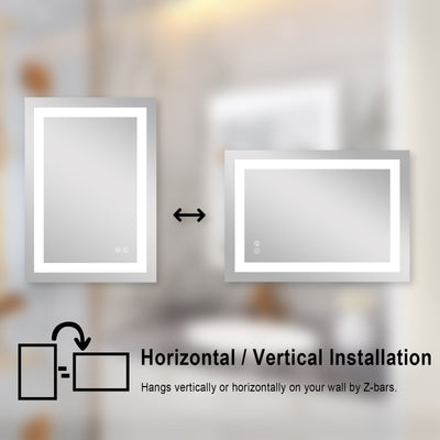 24 in. W x 32 in. H Frameless Rectangular LED Light Bathroom Mirror
