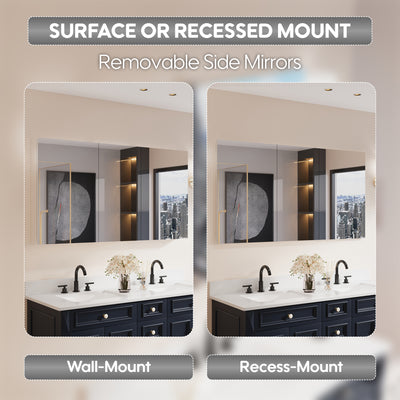 56 in. ×30 in. Copper-Free Tri-Views Mirror Medicine Cabinet with Adjustable Shelves and 3 Doors