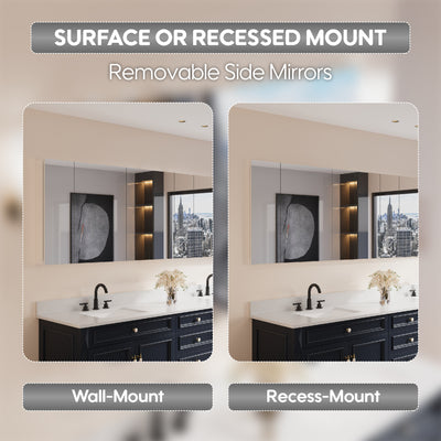 92 in. x30 in. Copper-Free Tri-views Mirror Medicine Cabinet with Adjustable Shelves and 6 Doors