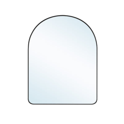 28 in. W x 36 in. H Arched Aluminum Framed Wall Bathroom Vanity Mirror in Matte Black