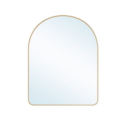 28 in. W x 36 in. H Arched Aluminum Framed Wall Bathroom Vanity Mirror in Brushed Gold