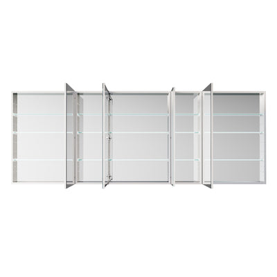 96 in. ×36 in. Copper-Free Tri-Views Mirror Medicine Cabinet with Adjustable Shelves and 5 Swing Doors