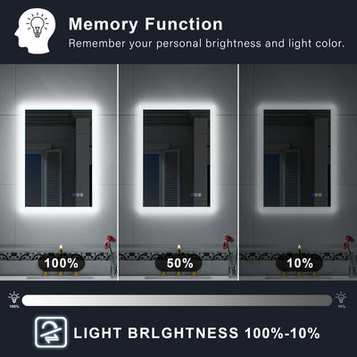 20-in W x 28-in H LED Lit Mirror Rectangular Fog Free Frameless Bathroom Vanity Mirror