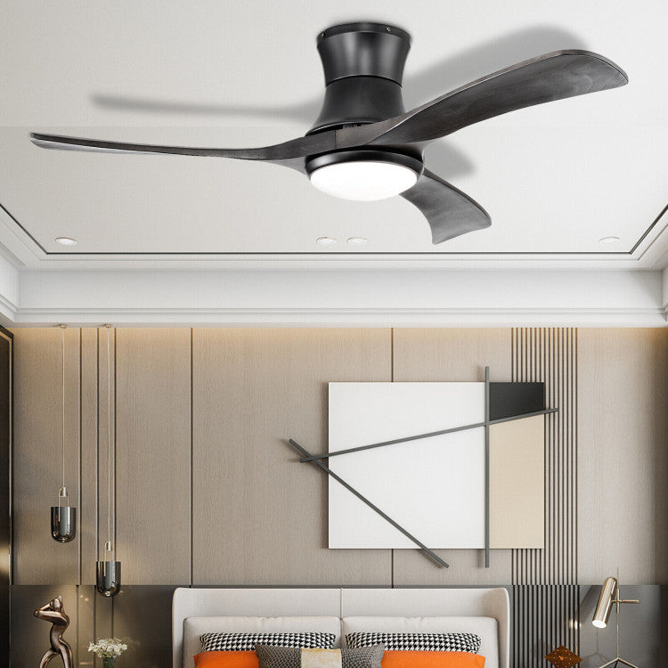 52 Inch Flush Mount Ceiling Fan with LED Light