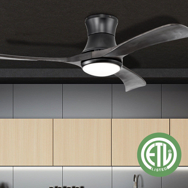 52 Inch Flush Mount Ceiling Fan with LED Light