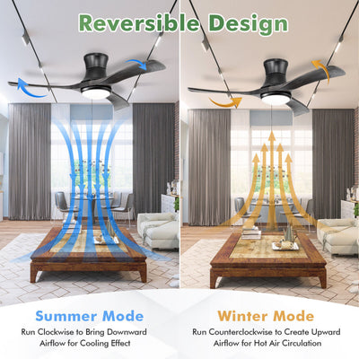 52 Inch Flush Mount Ceiling Fan with LED Light