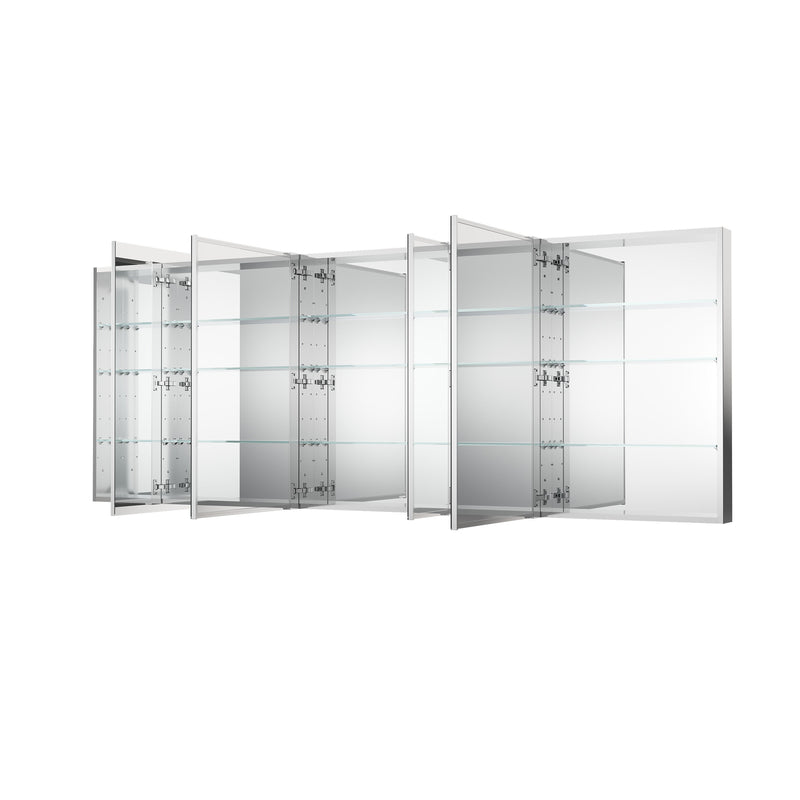 96 in. ×36 in. Copper-Free Tri-Views Mirror Medicine Cabinet with Adjustable Shelves and 5 Swing Doors