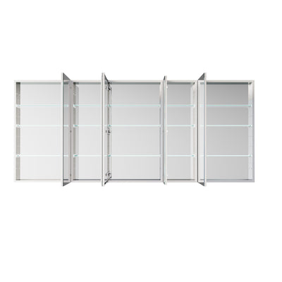84 in. ×36 in. Copper-Free Tri-Views Mirror Medicine Cabinet with Adjustable Shelves and 5 Swing Doors