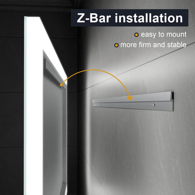 20-in W x 28-in H LED Lit Mirror Rectangular Fog Free Frameless Bathroom Vanity Mirror
