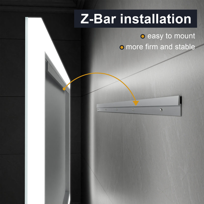 20-in W x 28-in H LED Lit Mirror Rectangular Fog Free Frameless Bathroom Vanity Mirror
