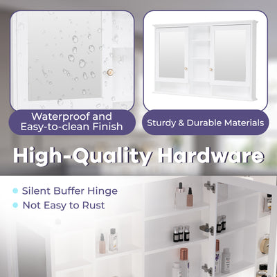 55 in. W x 35 in. H Rectangular Wood Frame Surface Mount Soft Close Medicine Cabinet with Mirror
