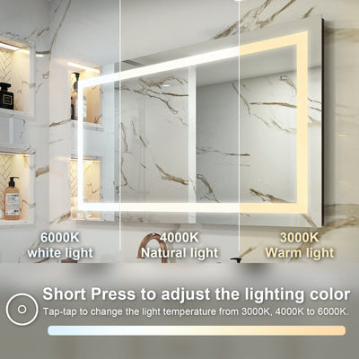 40 in. W x 24 in. H Frameless Rectangular LED Light Bathroom Mirror