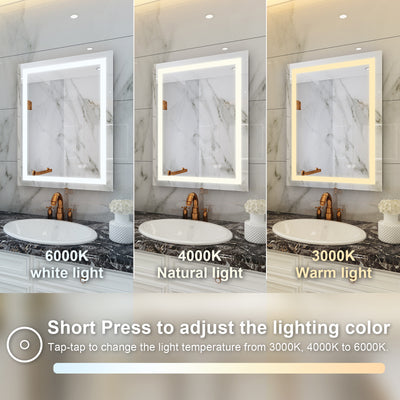 24 in. W x 32 in. H Frameless Rectangular LED Light Bathroom Mirror