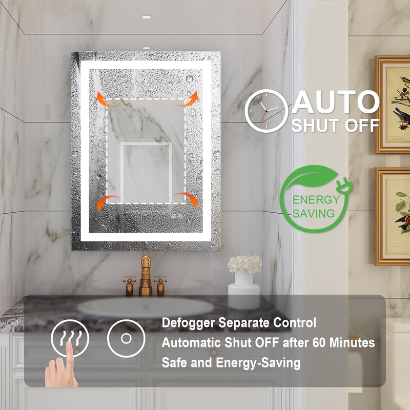 24 in. W x 32 in. H Frameless Rectangular LED Light Bathroom Mirror