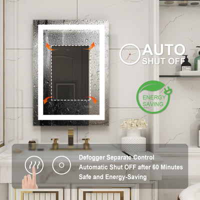 20 in. W x 28 in. H Frameless Rectangular LED Light Bathroom Mirror