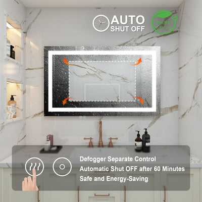 40 in. W x 24 in. H Frameless Rectangular LED Light Bathroom Mirror