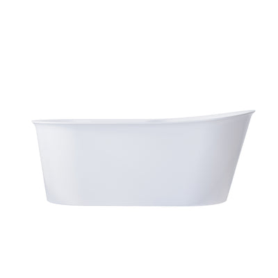 66 Freestanding Glossy White Acrylic Bathtub with Overflow and Drainage