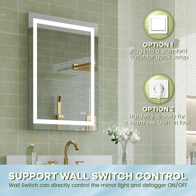 24 in. W x 32 in. H Frameless Rectangular LED Light Bathroom Mirror