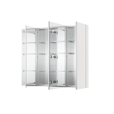 44 in. ×36 in. Copper-Free Tri-Views Mirror Medicine Cabinet with Adjustable Shelves and 3 Doors
