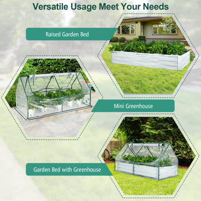 6 x 3 x 3 Feet Galvanized Raised Garden Bed with Greenhouse