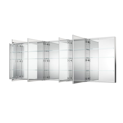 104 in. ×36 in. Copper-Free Tri-Views Mirror Medicine Cabinet with Adjustable Shelves and 5 Swing Doors