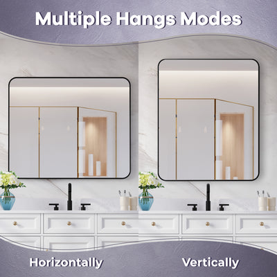 30-in W x 36-in H Black Rectangular Framed Bathroom Vanity Mirror