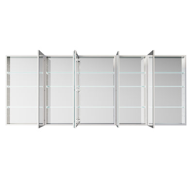 92 in. ×36 in. Copper-Free Tri-Views Mirror Medicine Cabinet with Adjustable Shelves and 5 Swing Doors