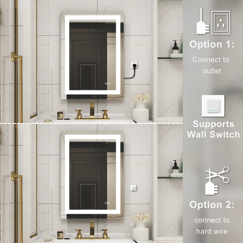 20 in. W x 28 in. H Frameless Rectangular LED Light Bathroom Mirror