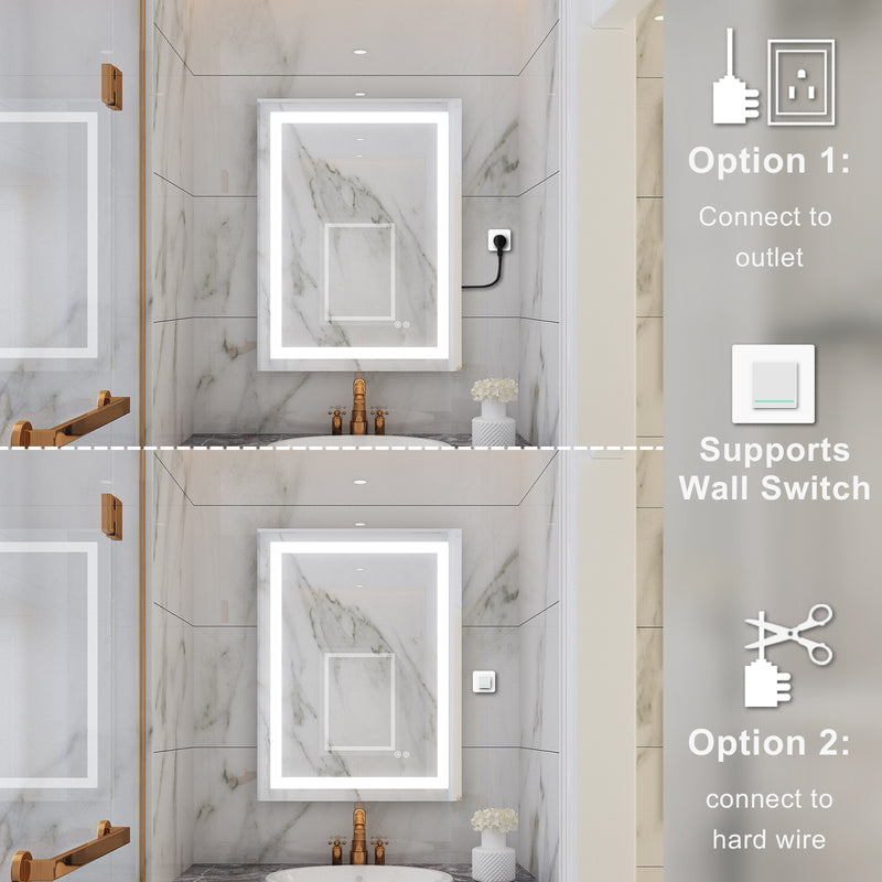 24 in. W x 32 in. H Frameless Rectangular LED Light Bathroom Mirror