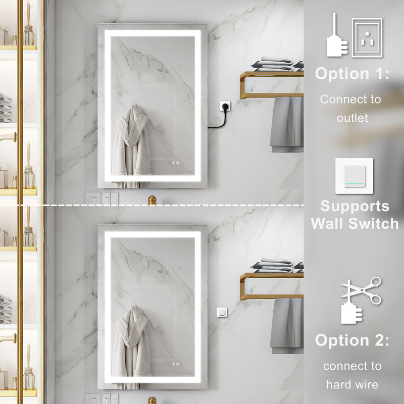 24 in. W x 36 in. H Frameless Rectangular LED Light Bathroom Mirror