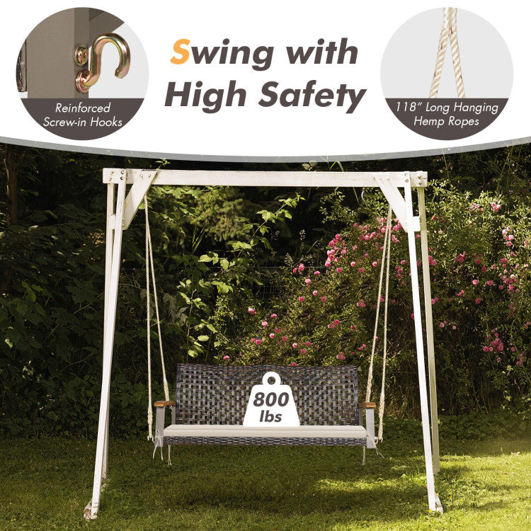 2-Person Rattan Hanging Porch Swing Chair